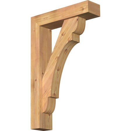 Ekena Millwork Olympic Block Smooth Bracket w/ Offset Brace, Western Red Cedar, 5 1/2"W x 22"D x 34"H BKT0604X22X34OLY05SWR